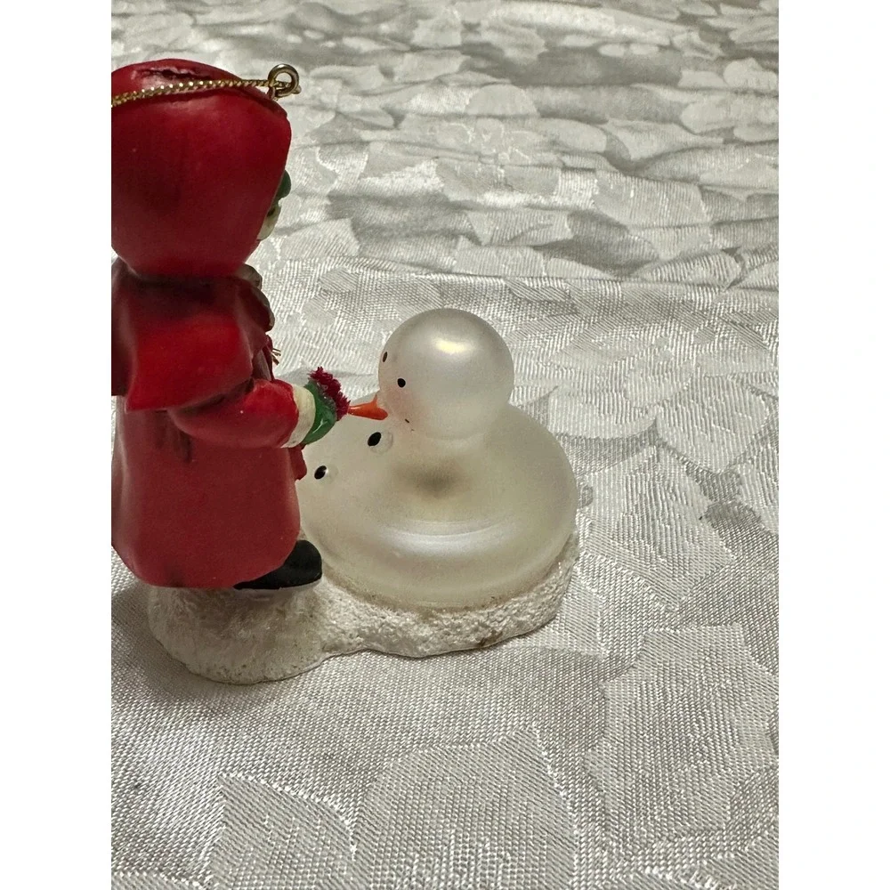 Unbranded Christmas Figurines Set 2 OS Red‎ Excellent Frosted Tree Snowman Girl